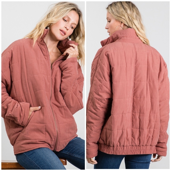 JODIFL Vintage Mauve Oversized Quilted Puffer Jacket - Picture 7 of 8